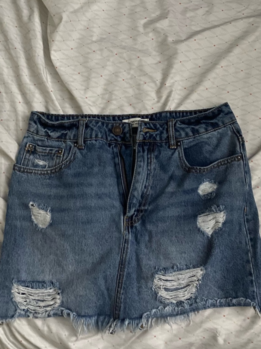 Women’s Distressed Denim Mini Skirt - Blue